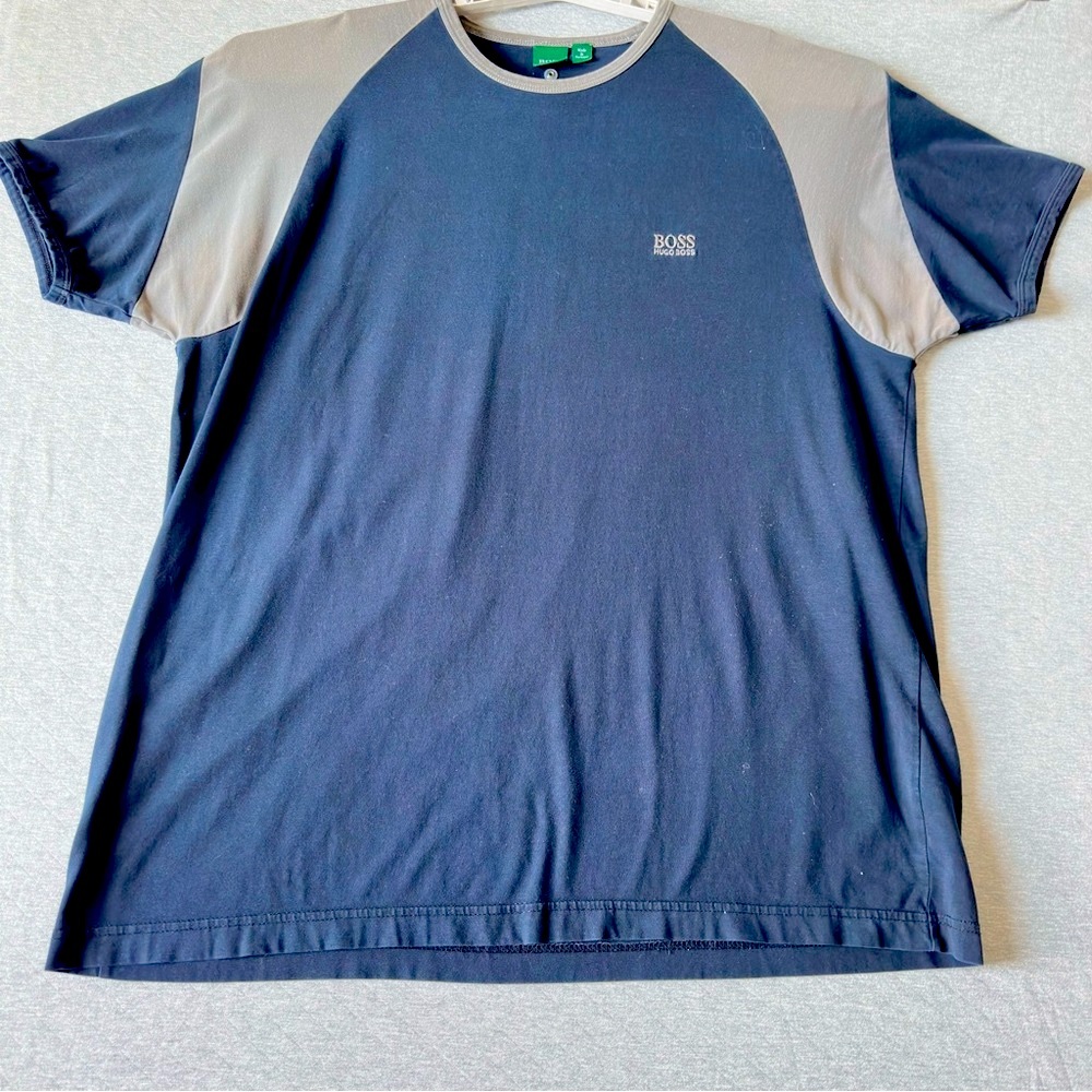 Hugo Boss BLEND T-Shirt Mens XXXL crew neck navy body gray reglan sleeve